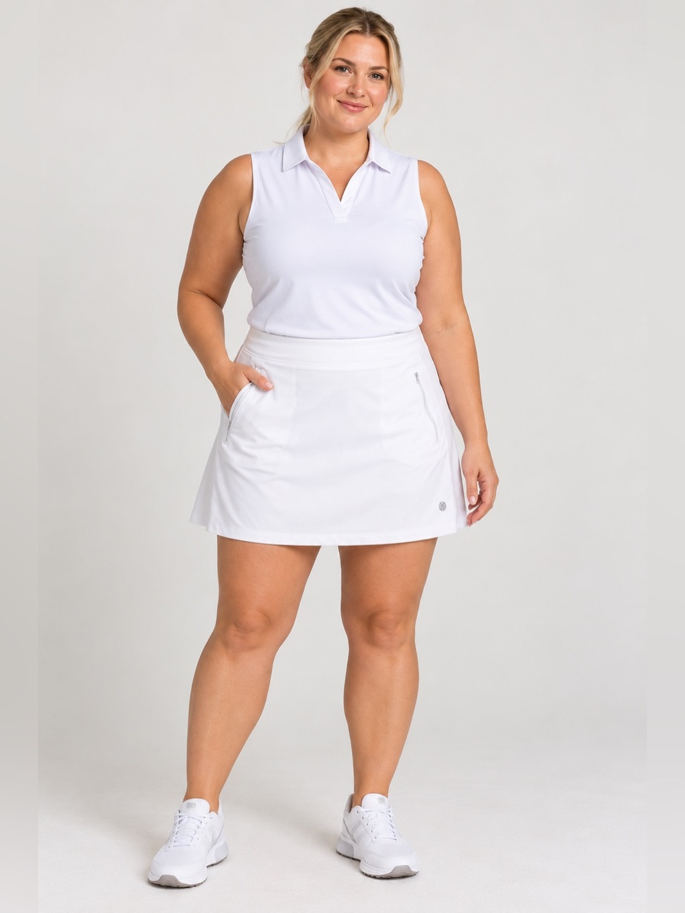 G/FORE Women’s XL White Snow Golf Skort A-Line Built-In Shorts Zip Pockets